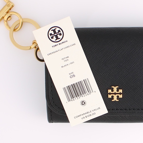 Tory Burch Emerson Printed Zip Card Case Wallet In Black - Picture 4 of 4